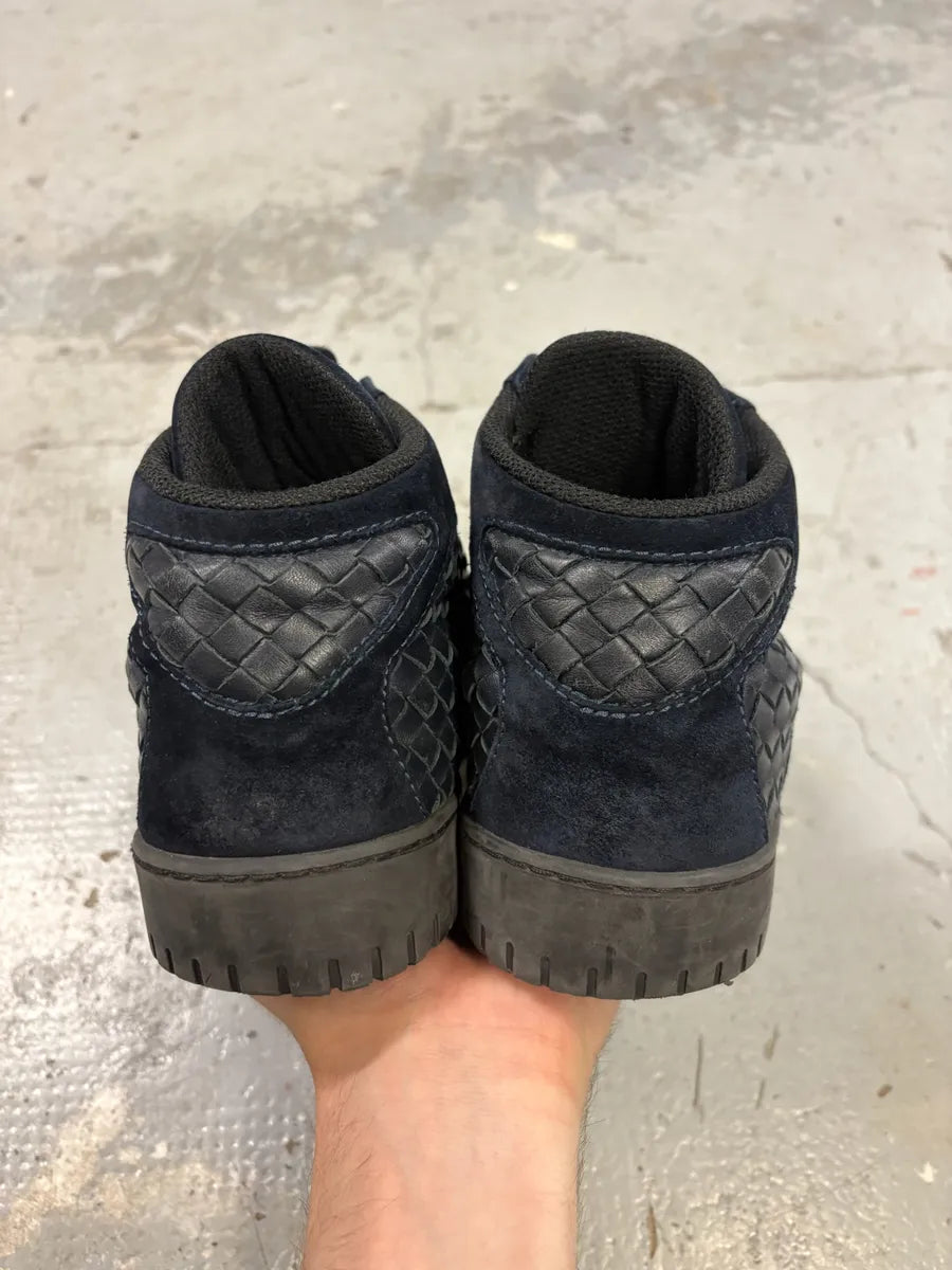 Bottega Veneta Navy Woven Leather Sneakers TjhWbHW 7