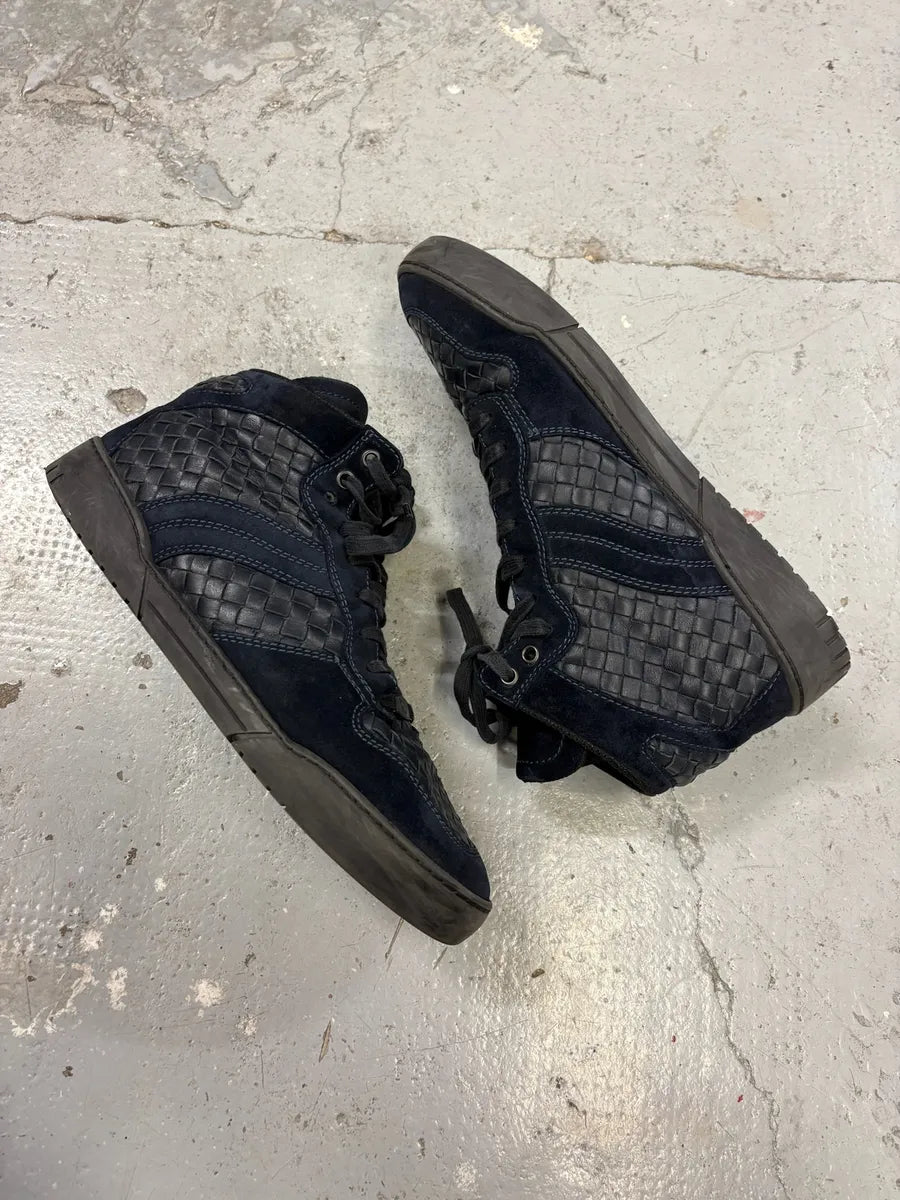 Bottega Veneta Navy Woven Leather Sneakers TjhWbHW 8