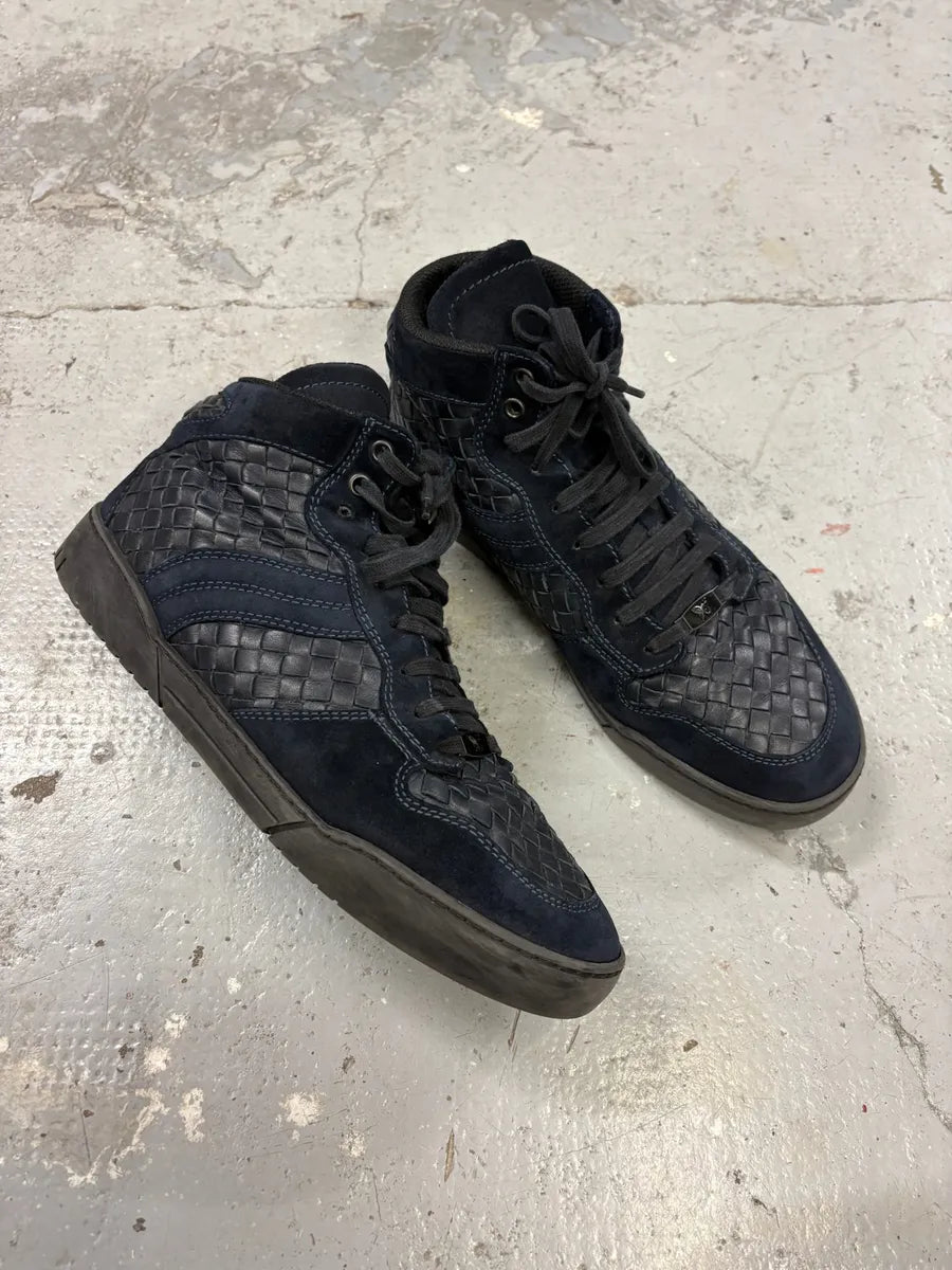 Bottega Veneta Navy Woven Leather Sneakers TjhWbHW 9