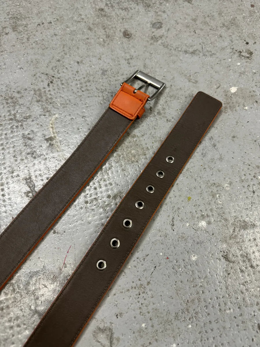 Bottega Veneta Orange Embossed Woven Leather Belt erbqgTm 5