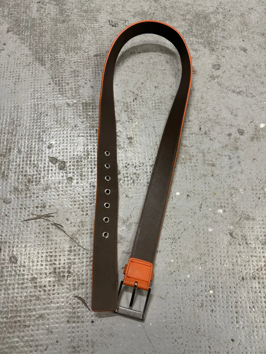 Bottega Veneta Orange Embossed Woven Leather Belt erbqgTm 6