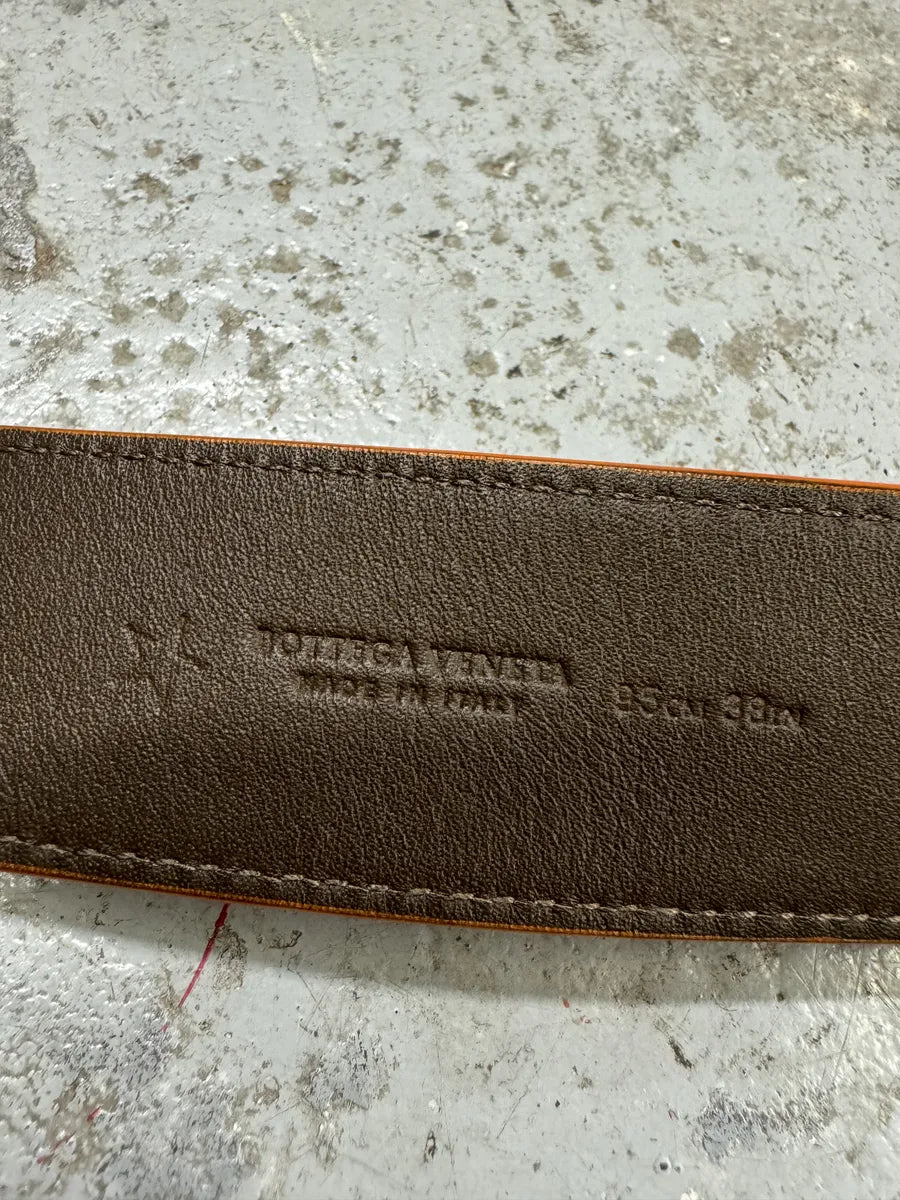 Bottega Veneta Orange Embossed Woven Leather Belt erbqgTm 7