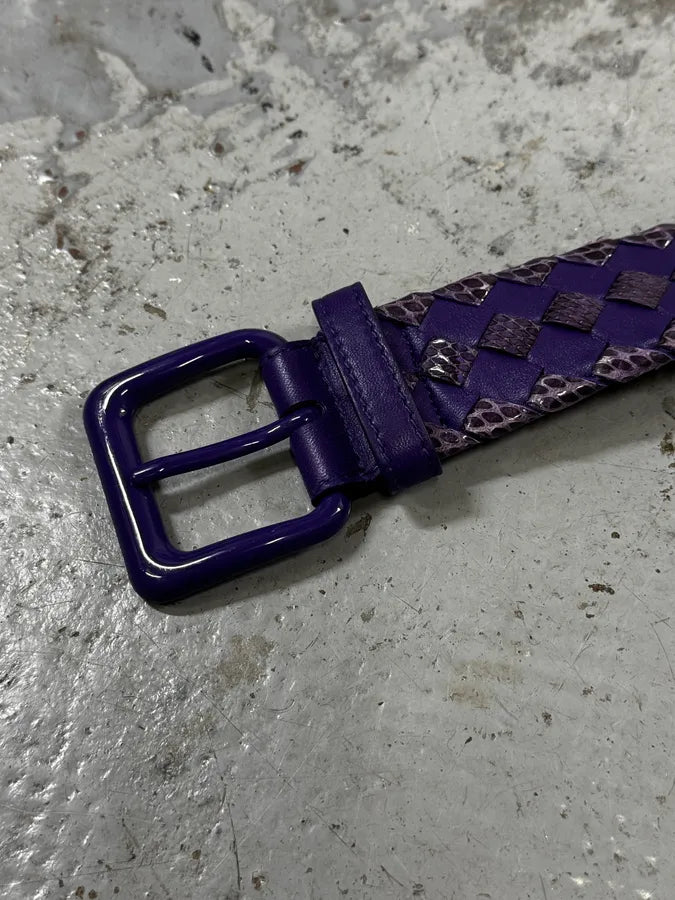 Bottega Veneta Purple Woven Leather Belt RhoAlmP 3