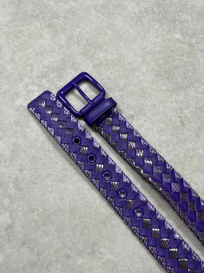 Bottega Veneta Purple Woven Python Leather Belt PyTeQcj 2