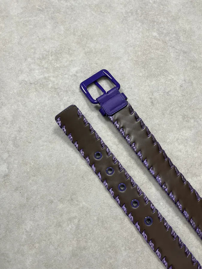 Bottega Veneta Purple Woven Python Leather Belt PyTeQcj 3
