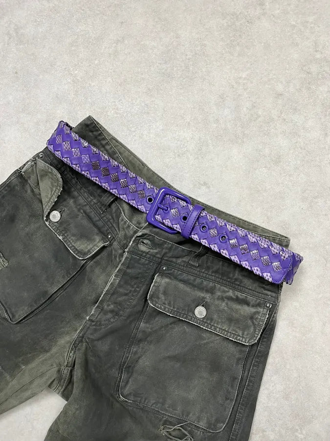 Bottega Veneta Purple Woven Python Leather Belt PyTeQcj 0