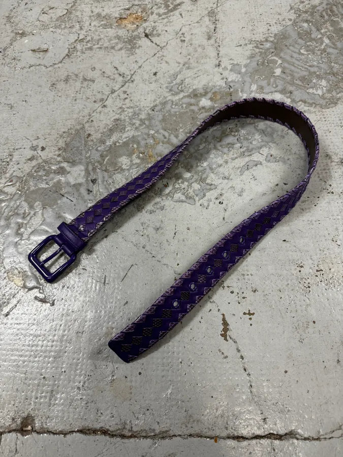 Bottega Veneta Purple Woven Leather Belt RhoAlmP 2