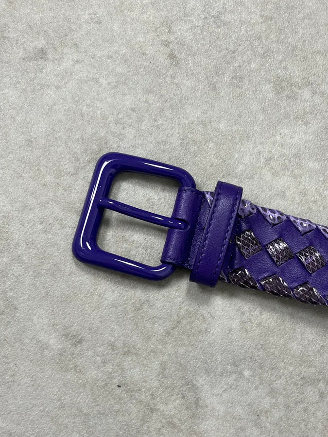 Bottega Veneta Purple Woven Python Leather Belt PyTeQcj 5