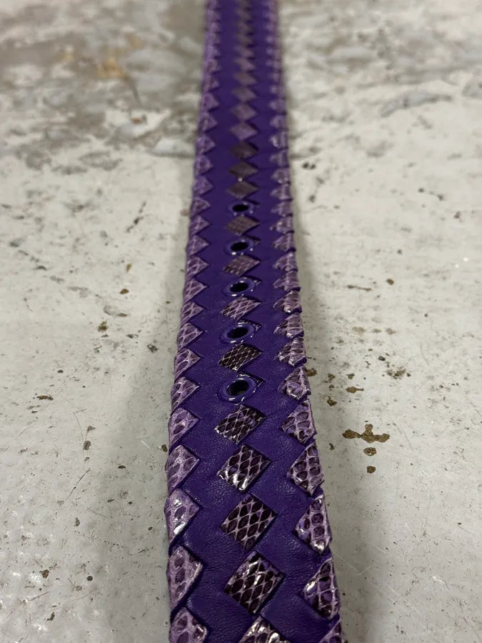 Bottega Veneta Purple Woven Leather Belt RhoAlmP 4