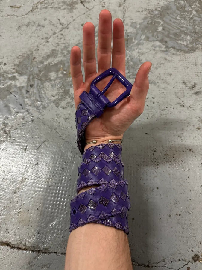 Bottega Veneta Purple Woven Leather Belt RhoAlmP 0