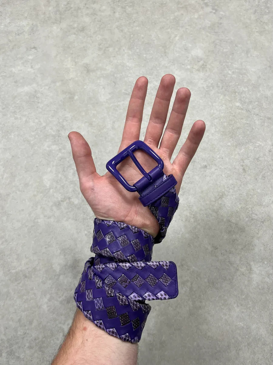 Bottega Veneta Purple Woven Python Leather Belt PyTeQcj 1
