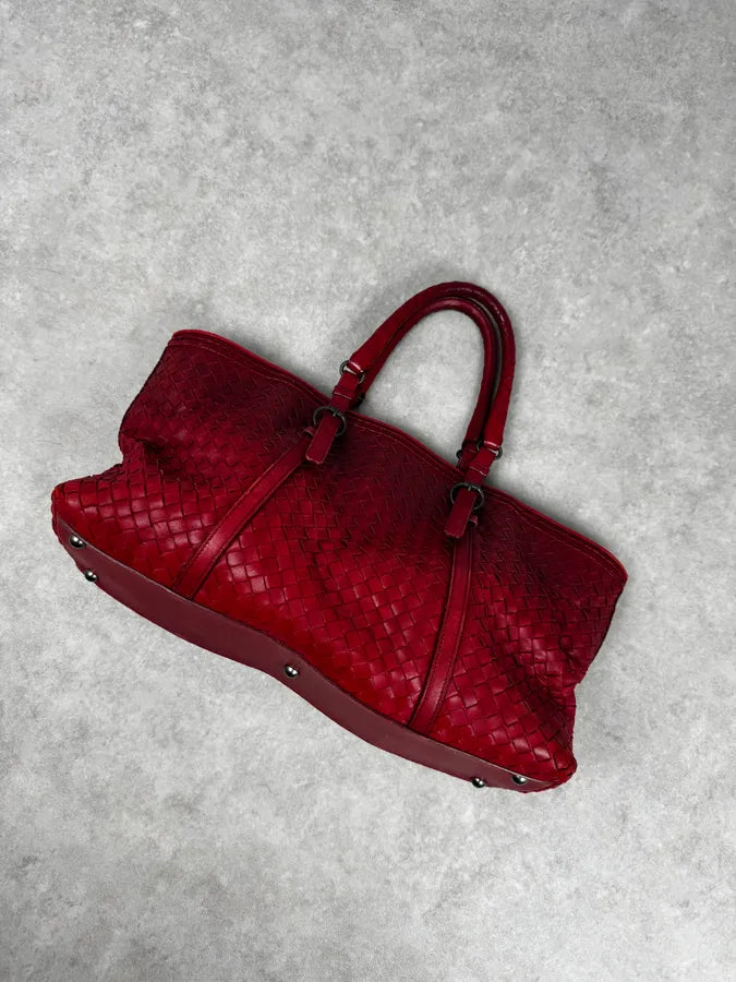 Bottega Veneta Red Intrecciato Leather Handle Bag DkvmNQS 6