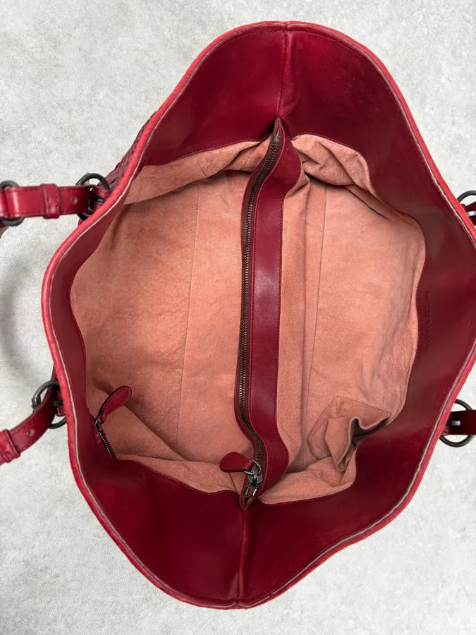 Bottega Veneta Red Intrecciato Leather Handle Bag DkvmNQS 11