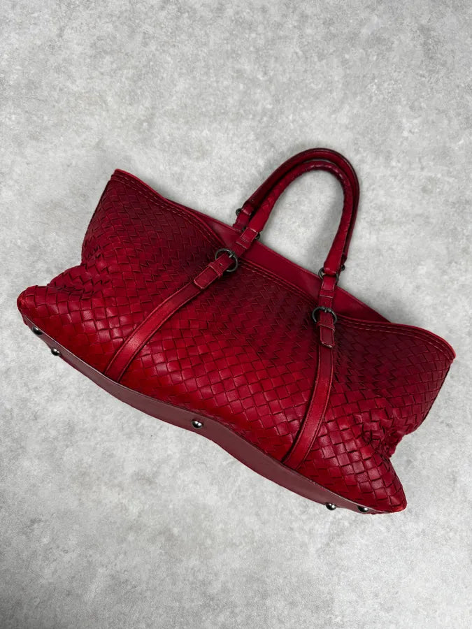 Bottega Veneta Red Intrecciato Leather Handle Bag DkvmNQS 7
