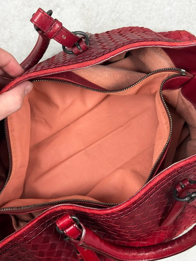 Bottega Veneta Red Intrecciato Leather Handle Bag DkvmNQS 12