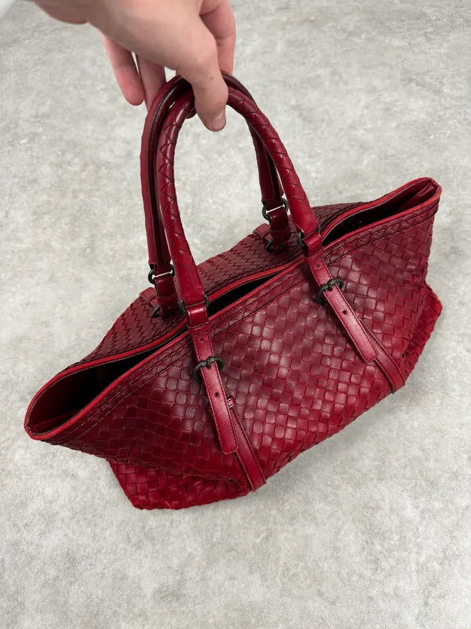 Bottega Veneta Red Intrecciato Leather Handle Bag DkvmNQS 5