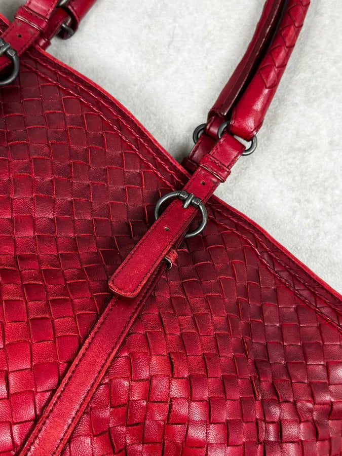 Bottega Veneta Red Intrecciato Leather Handle Bag DkvmNQS 9