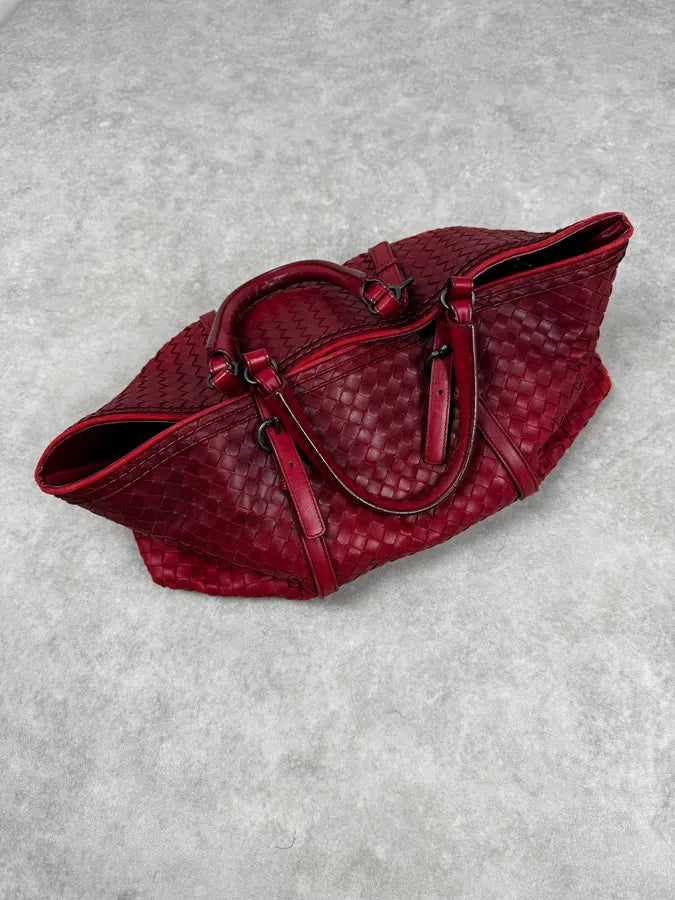 Bottega Veneta Red Intrecciato Leather Handle Bag DkvmNQS 4