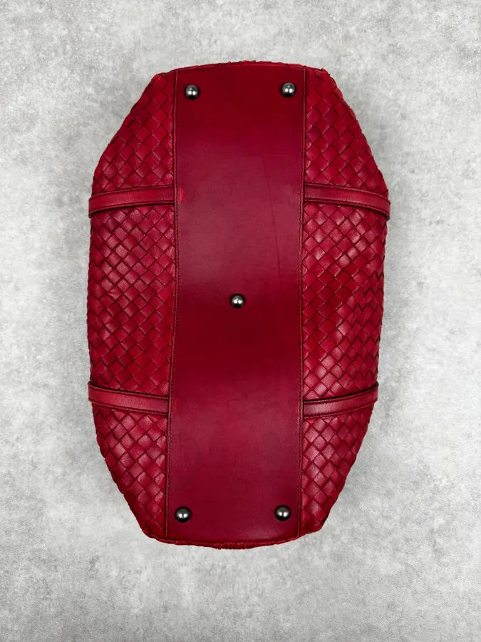 Bottega Veneta Red Intrecciato Leather Handle Bag DkvmNQS 8