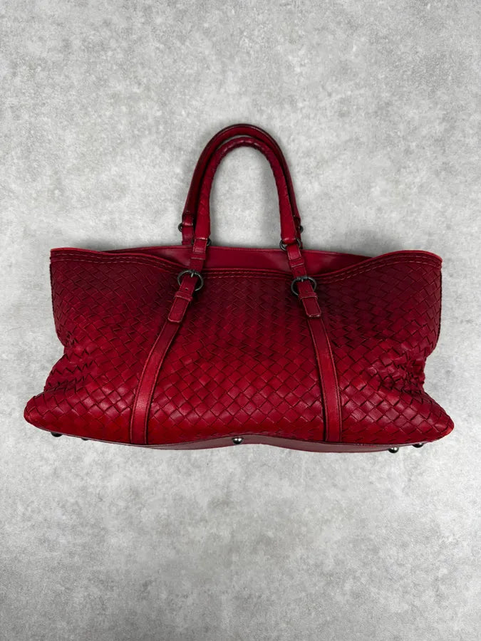 Bottega Veneta Red Intrecciato Leather Handle Bag DkvmNQS 1