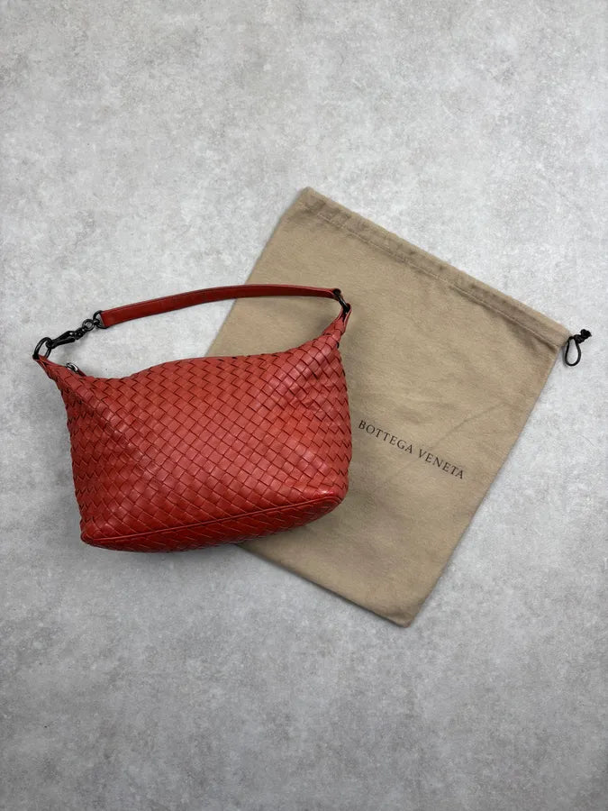 Bottega Veneta Red Intrecciato Woven Leather Handle Bag oIhXzKL 1