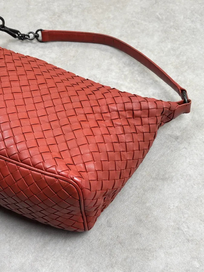 Bottega Veneta Red Intrecciato Woven Leather Handle Bag oIhXzKL 6