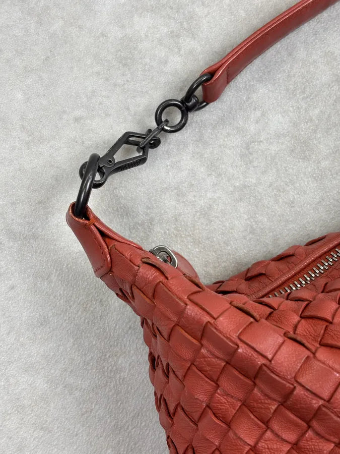 Bottega Veneta Red Intrecciato Woven Leather Handle Bag oIhXzKL 8