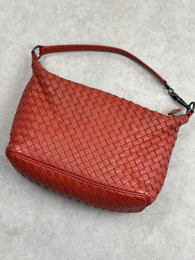 Bottega Veneta Red Intrecciato Woven Leather Handle Bag oIhXzKL 16