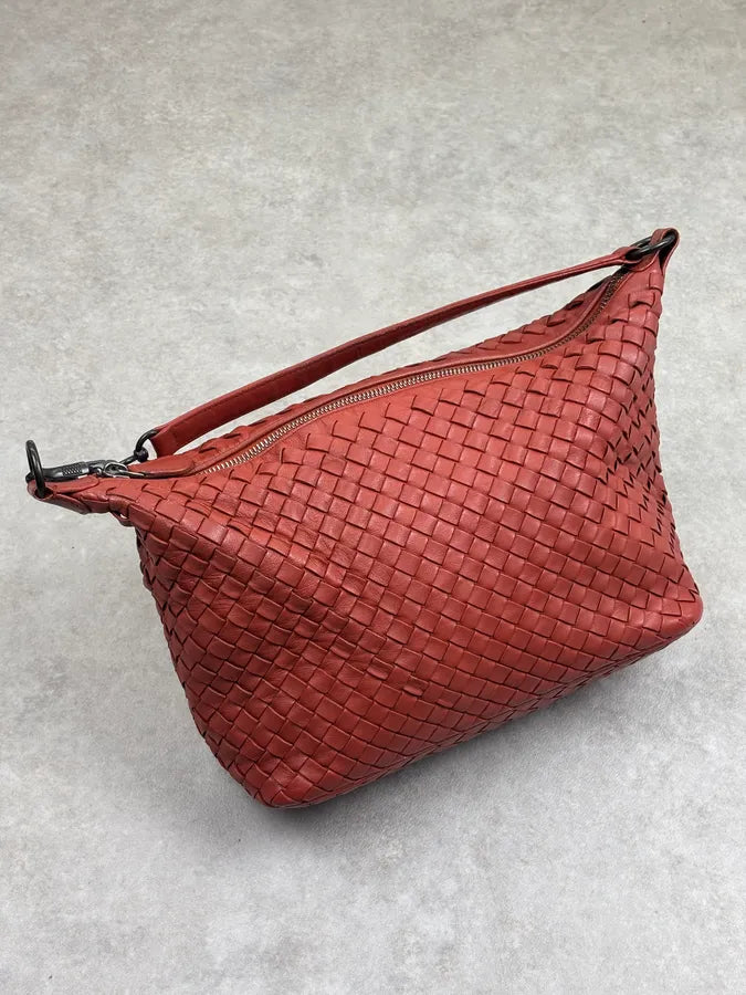 Bottega Veneta Red Intrecciato Woven Leather Handle Bag oIhXzKL 4