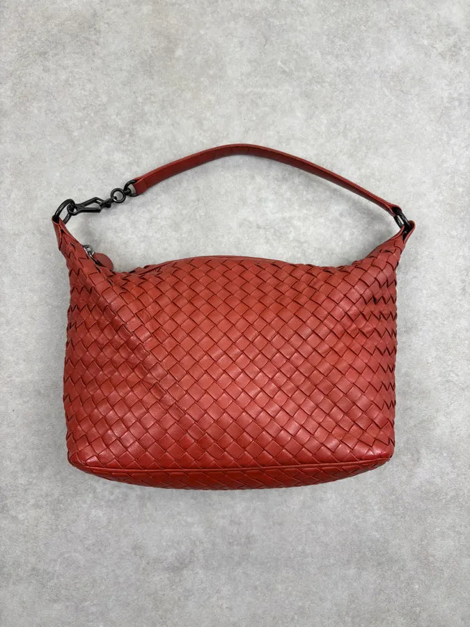 Bottega Veneta Red Intrecciato Woven Leather Handle Bag oIhXzKL 0