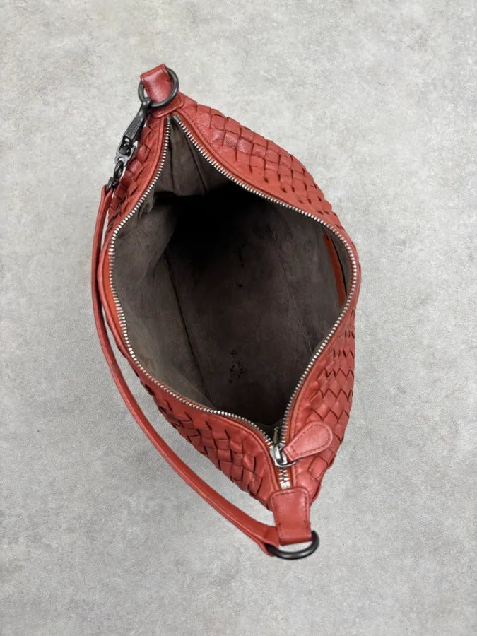 Bottega Veneta Red Intrecciato Woven Leather Handle Bag oIhXzKL 17