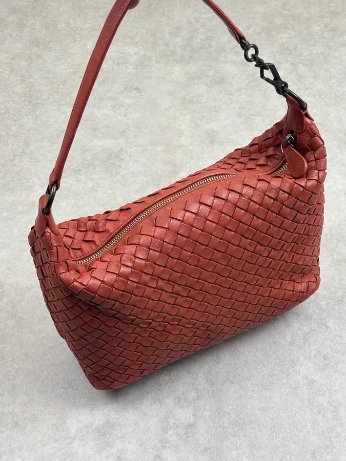 Bottega Veneta Red Intrecciato Woven Leather Handle Bag oIhXzKL 10