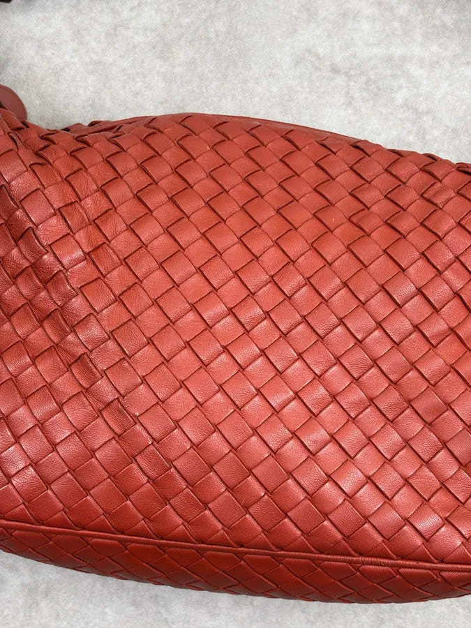 Bottega Veneta Red Intrecciato Woven Leather Handle Bag oIhXzKL 5
