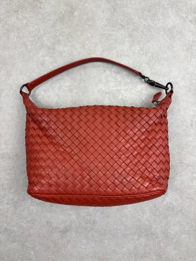 Bottega Veneta Red Intrecciato Woven Leather Handle Bag oIhXzKL 12