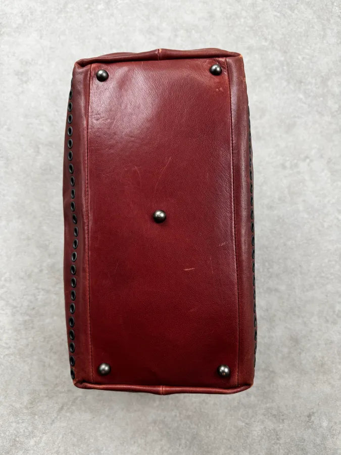 AW2006 Bottega Veneta Red Punching Studs Intrecciato Handle Bag OkNIYFE 11