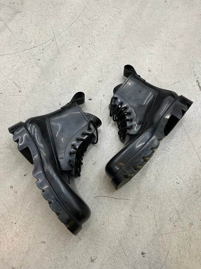 Bottega Veneta Rubber Black Lace-Up Boots rzFfRjK 2