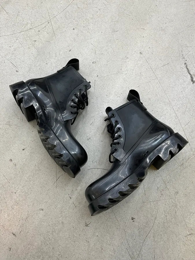 Bottega Veneta Rubber Black Lace-Up Boots rzFfRjK 3
