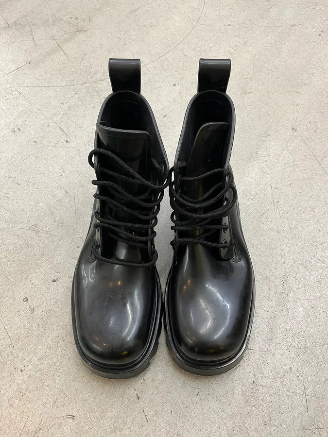 Bottega Veneta Rubber Black Lace-Up Boots rzFfRjK 4