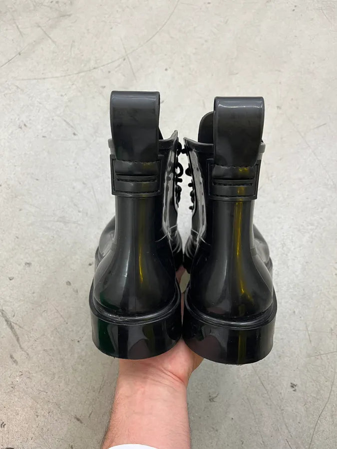 Bottega Veneta Rubber Black Lace-Up Boots rzFfRjK 5
