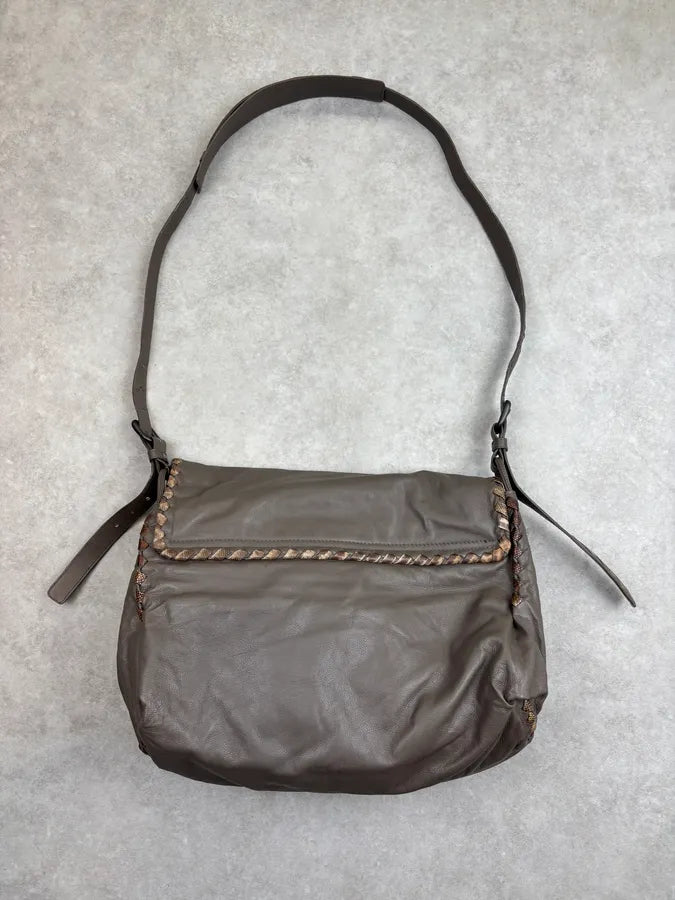 Bottega Veneta Taupe Leather Woven Messenger Bag sCbHCOm 10