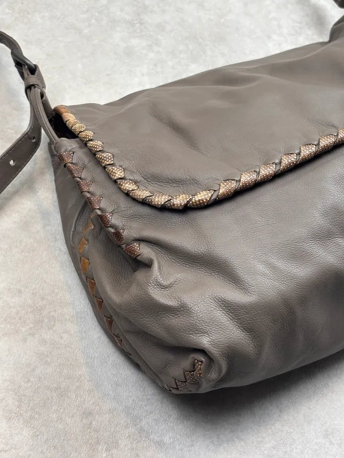 Bottega Veneta Taupe Leather Woven Messenger Bag sCbHCOm 6