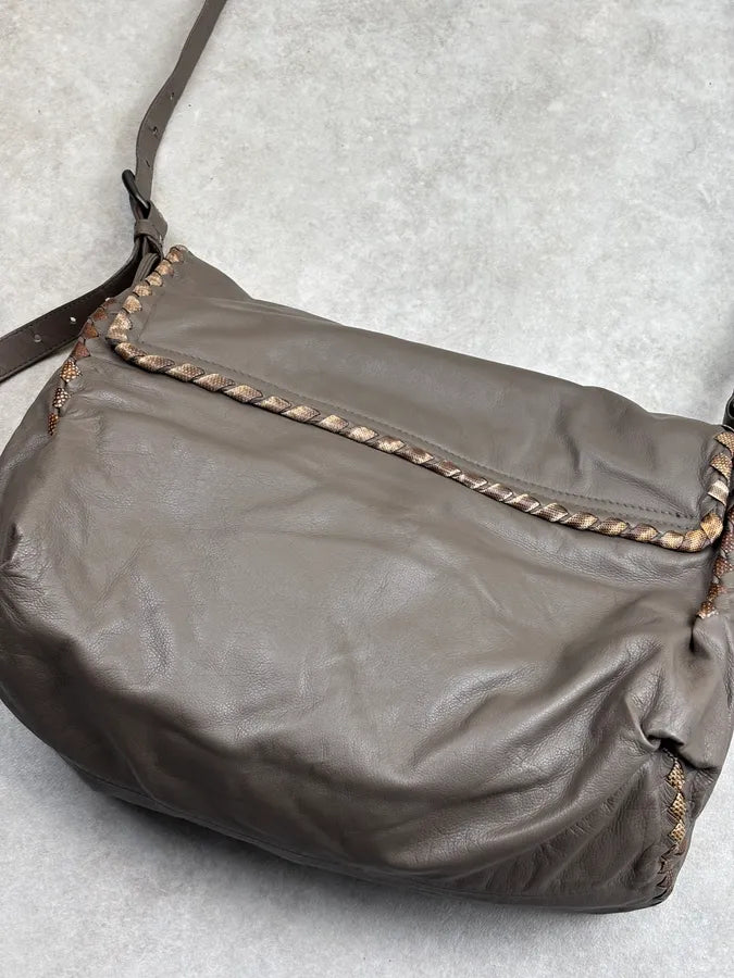 Bottega Veneta Taupe Leather Woven Messenger Bag sCbHCOm 11