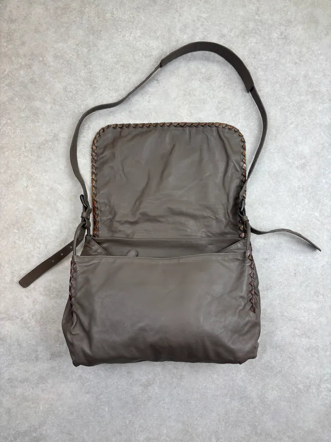 Bottega Veneta Taupe Leather Woven Messenger Bag sCbHCOm 7