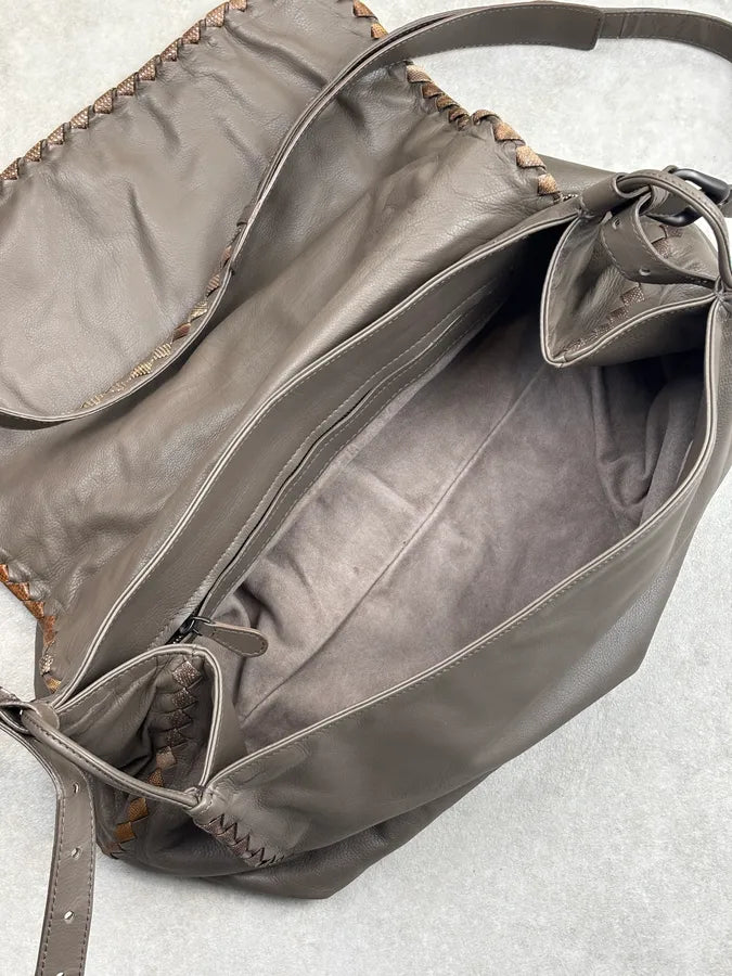 Bottega Veneta Taupe Leather Woven Messenger Bag sCbHCOm 14
