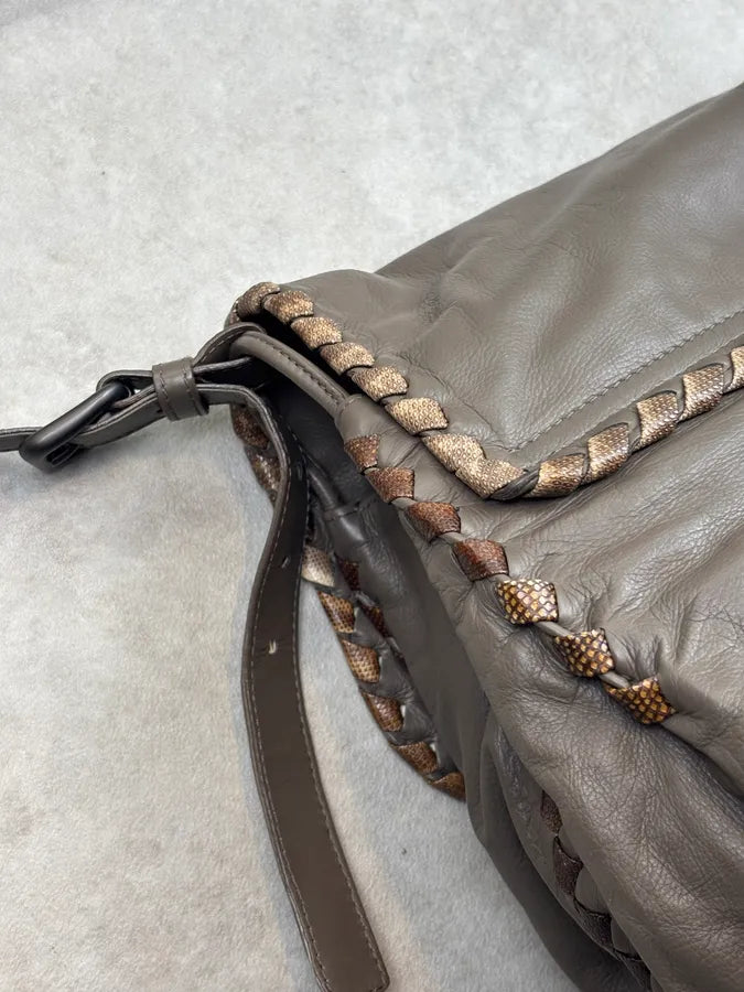 Bottega Veneta Taupe Leather Woven Messenger Bag sCbHCOm 9