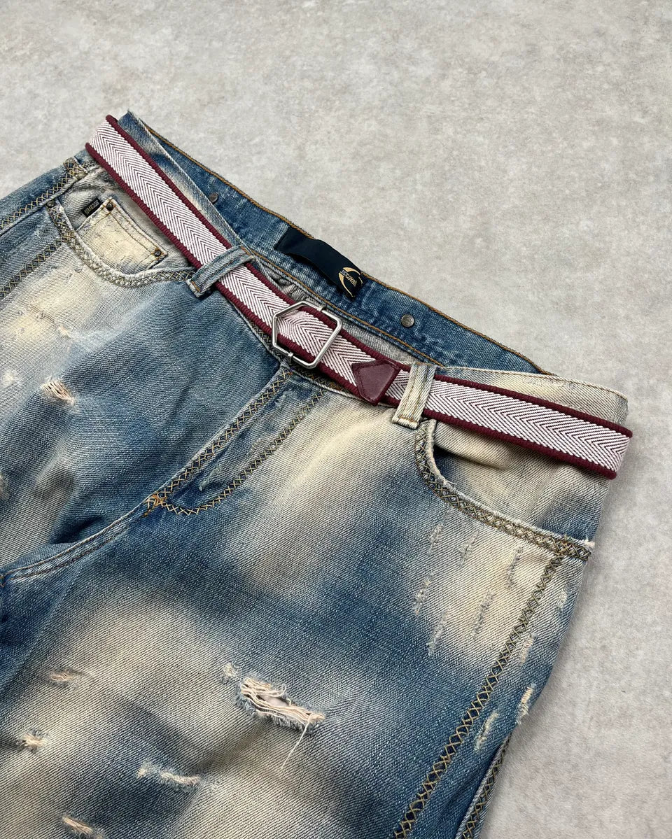 Bottega Veneta White & Bordeaux Woven Herringbone Belt kQeyEjV 1
