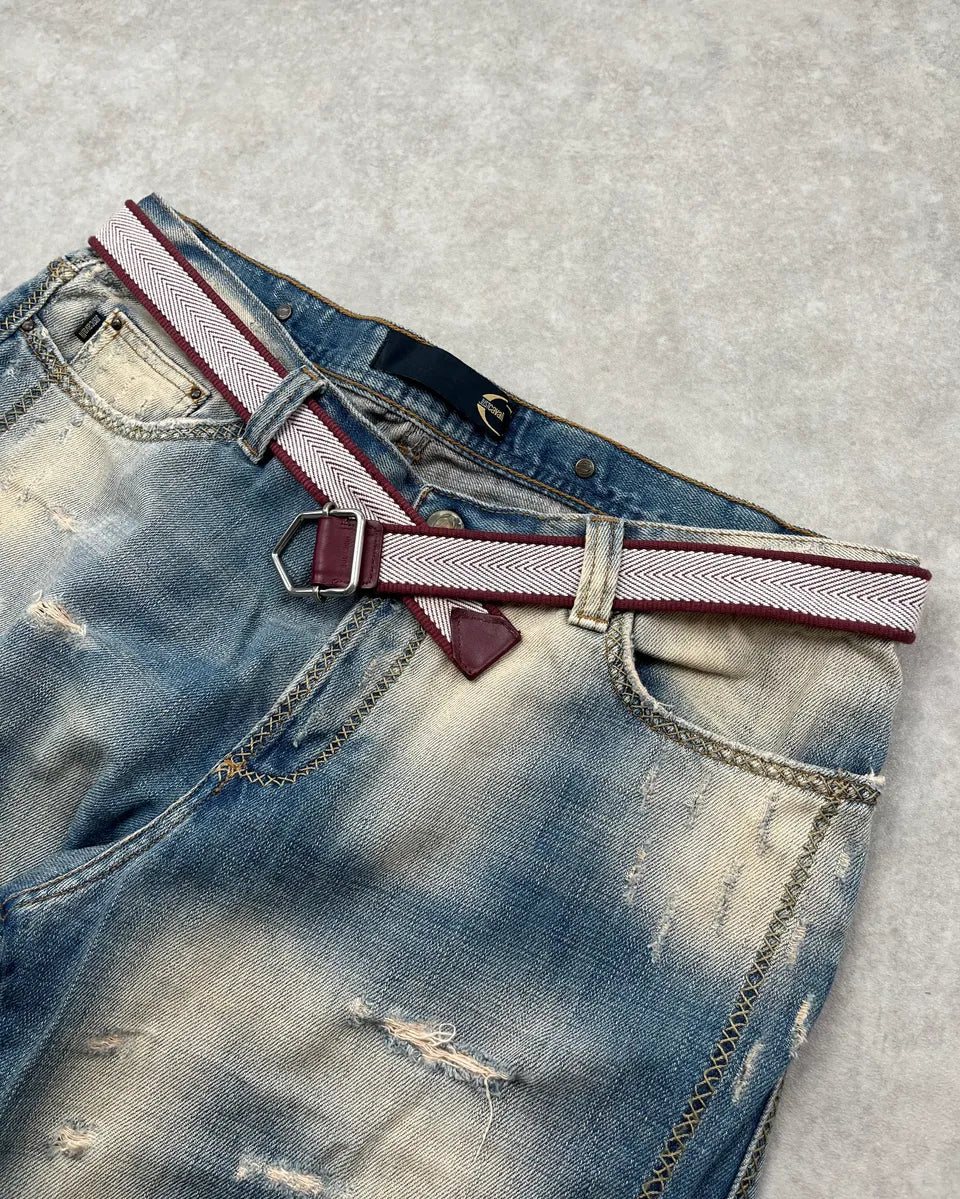 Bottega Veneta White & Bordeaux Woven Herringbone Belt kQeyEjV 2