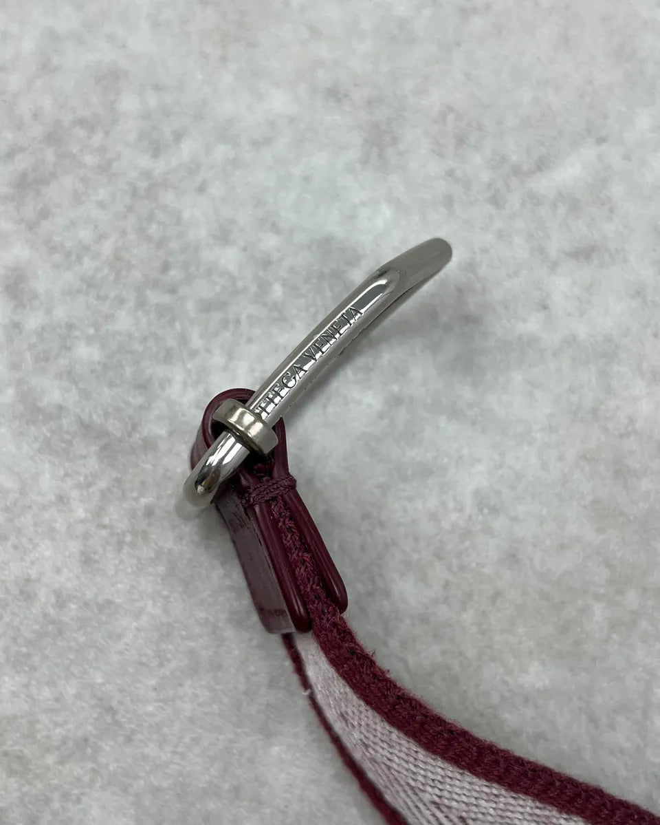Bottega Veneta White & Bordeaux Woven Herringbone Belt kQeyEjV 4