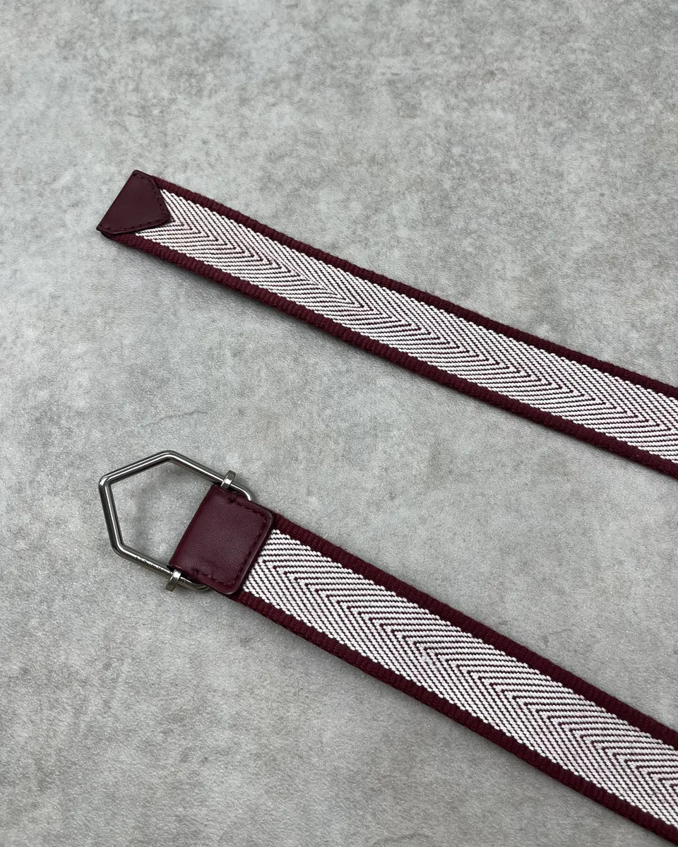 Bottega Veneta White & Bordeaux Woven Herringbone Belt kQeyEjV 5