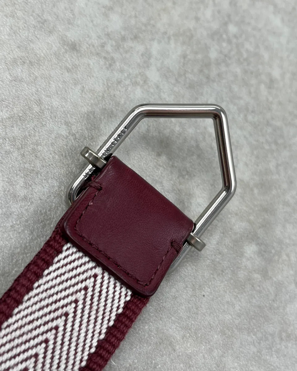 Bottega Veneta White & Bordeaux Woven Herringbone Belt kQeyEjV 6